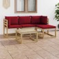 vidaXL Juego de muebles de jardín 5 piezas con cojines rojo tinto vidaXL Juego de muebles de jardín 5 piezas con cojines rojo tinto