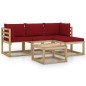 vidaXL Juego de muebles de jardín 5 piezas con cojines rojo tinto vidaXL Juego de muebles de jardín 5 piezas con cojines rojo tinto