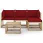 vidaXL Juego de muebles de jardín 5 piezas con cojines rojo tinto vidaXL Juego de muebles de jardín 5 piezas con cojines rojo tinto