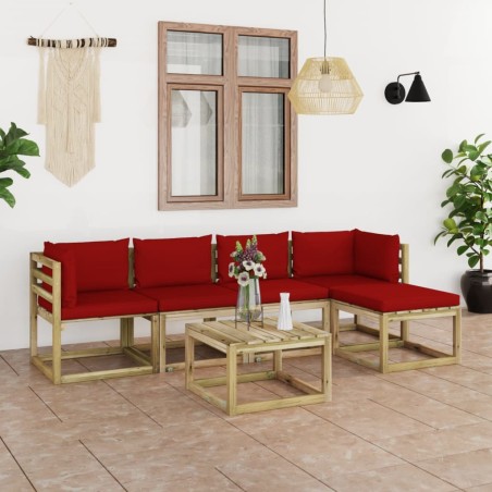 vidaXL Set de muebles de jardín 6 piezas con cojines madera impregnada