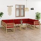 vidaXL Set de muebles de jardín 10 pzas con cojines madera impregnada vidaXL Set de muebles de jardín 10 pzas con cojines madera impregnada