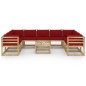 vidaXL Set de muebles de jardín 10 pzas con cojines madera impregnada vidaXL Set de muebles de jardín 10 pzas con cojines madera impregnada