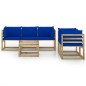 vidaXL Juego de muebles de jardín 6 piezas con cojines azules