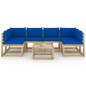 vidaXL Set de muebles de jardín 7 piezas con cojines madera impregnada vidaXL Set de muebles de jardín 7 piezas con cojines madera impregnada