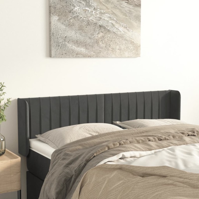 vidaXL Cabecero de terciopelo gris oscuro 147x16x78/88 cm vidaXL Cabecero de terciopelo gris oscuro 147x16x78/88 cm