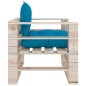 vidaXL Sofá de palets de jardín con cojines azules madera de pino vidaXL Sofá de palets de jardín con cojines azules madera de pino
