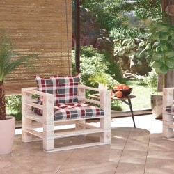 vidaXL Sofá de palets de jardín y cojines a cuadros rojos madera pino
