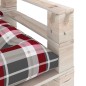 vidaXL Sofá de palets de jardín y cojines a cuadros rojos madera pino vidaXL Sofá de palets de jardín y cojines a cuadros rojos madera pino