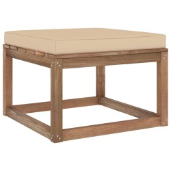 vidaXL Reposapiés de jardín con cojín beige