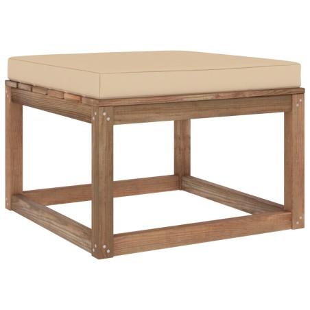 vidaXL Reposapiés de jardín con cojín beige