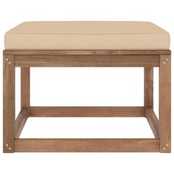 vidaXL Reposapiés de jardín con cojín beige