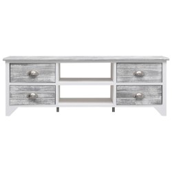 vidaXL Mueble para TV madera de paulownia blanco y gris 108x30x40 cm