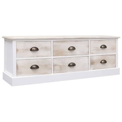 vidaXL Mueble de TV madera paulownia blanco y marrón claro 108x30x40cm
