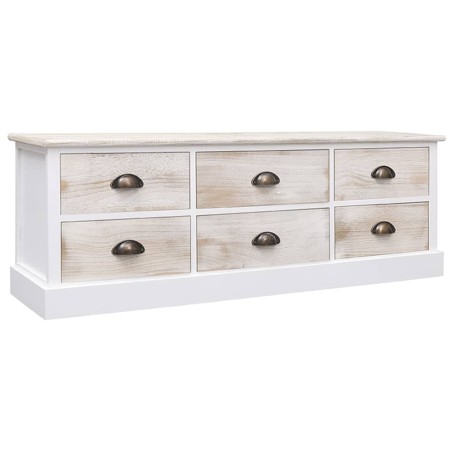 vidaXL Mueble de TV madera paulownia blanco y marrón claro 108x30x40cm