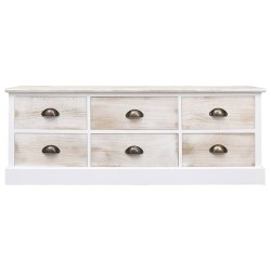 vidaXL Mueble de TV madera paulownia blanco y marrón claro 108x30x40cm