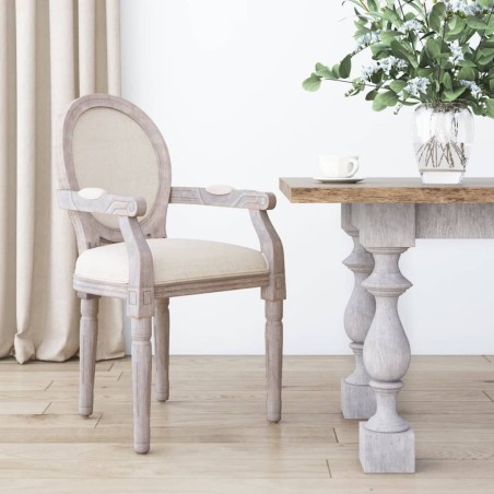 vidaXL Silla de comedor de lino beige 54x56x96,5 cm