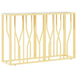 vidaXL Mesa consola acero inoxidable y vidrio 110x30x70 cm