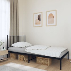vidaXL Estructura de cama con cabecero metal negro 100x190 cm