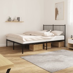 vidaXL Estructura de cama con cabecero metal negro 140x190 cm