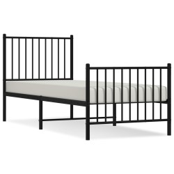 vidaXL Estructura de cama con cabecero y estribo metal negro 75x190 cm