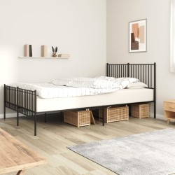 vidaXL Estructura de cama cabecero y pie de cama metal negro 160x200cm