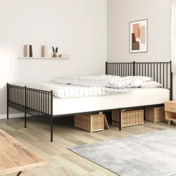 vidaXL Estructura de cama cabecero y pie de cama metal negro 183x213cm