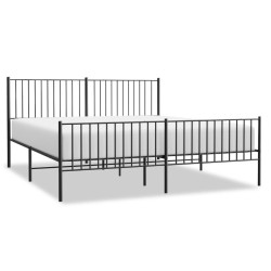 vidaXL Estructura de cama cabecero y pie de cama metal negro 183x213cm