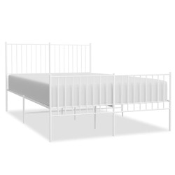 vidaXL Estructura cama metal cabecero y pie de cama blanco 140x190 cm