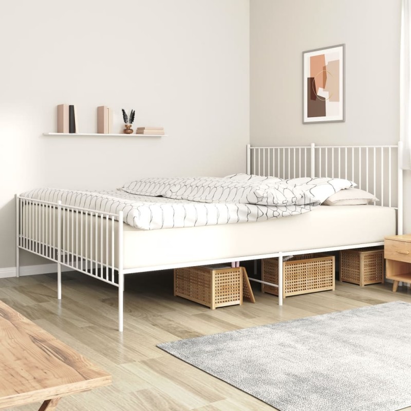 vidaXL Estructura cama metal con cabecero y pie cama blanco 183x213 cm vidaXL Estructura cama metal con cabecero y pie cama blanco 183x213 cm