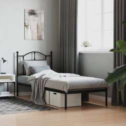 vidaXL Estructura de cama con cabecero metal negro 90x190 cm