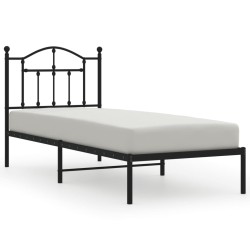 vidaXL Estructura de cama con cabecero metal negro 90x190 cm
