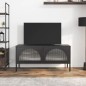 vidaXL Mueble de TV vidrio y acero negro 105x35x50 cm vidaXL Mueble de TV vidrio y acero negro 105x35x50 cm