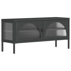 vidaXL Mueble de TV vidrio y acero negro 105x35x50 cm