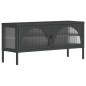 vidaXL Mueble de TV vidrio y acero negro 105x35x50 cm vidaXL Mueble de TV vidrio y acero negro 105x35x50 cm