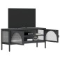 vidaXL Mueble de TV vidrio y acero negro 105x35x50 cm vidaXL Mueble de TV vidrio y acero negro 105x35x50 cm