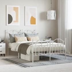 vidaXL Estructura cama metal con cabecero y estribo blanco 120x190 cm
