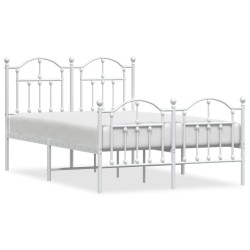 vidaXL Estructura cama metal con cabecero y estribo blanco 120x190 cm