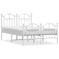 vidaXL Estructura cama metal con cabecero y estribo blanco 120x190 cm vidaXL Estructura cama metal con cabecero y estribo blanco 120x190 cm