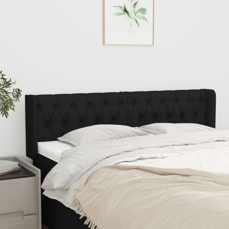 vidaXL Cabecero de tela negro 163x16x78/88 cm vidaXL Cabecero de tela negro 163x16x78/88 cm