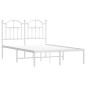 vidaXL Estructura de cama de metal con cabecero blanca 120x200 cm vidaXL Estructura de cama de metal con cabecero blanca 120x200 cm