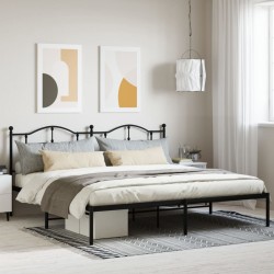 vidaXL Estructura de cama con cabecero metal negro 200x200 cm