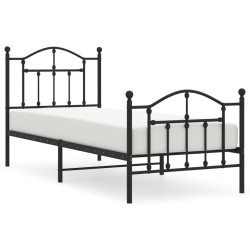 vidaXL Estructura de cama con cabecero y estribo metal negro 90x200 cm