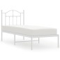 vidaXL Estructura de cama de metal con cabecero blanco 75x190 cm vidaXL Estructura de cama de metal con cabecero blanco 75x190 cm