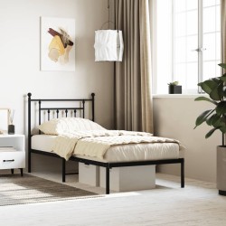 vidaXL Estructura de cama con cabecero metal negro 90x190 cm