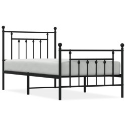 vidaXL Estructura de cama con cabecero y estribo metal negro 90x200 cm