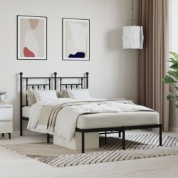 vidaXL Estructura de cama con cabecero metal negro 120x190 cm