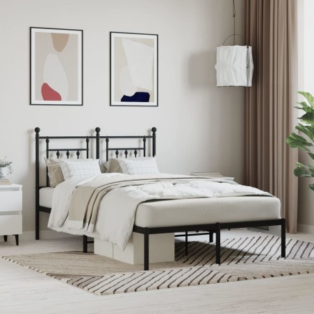 vidaXL Estructura de cama con cabecero metal negro 120x190 cm