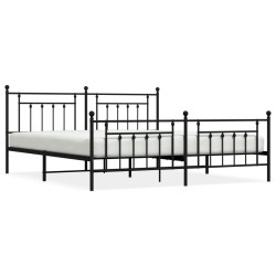 vidaXL Estructura de cama cabecero y pie de cama metal negro 200x200cm
