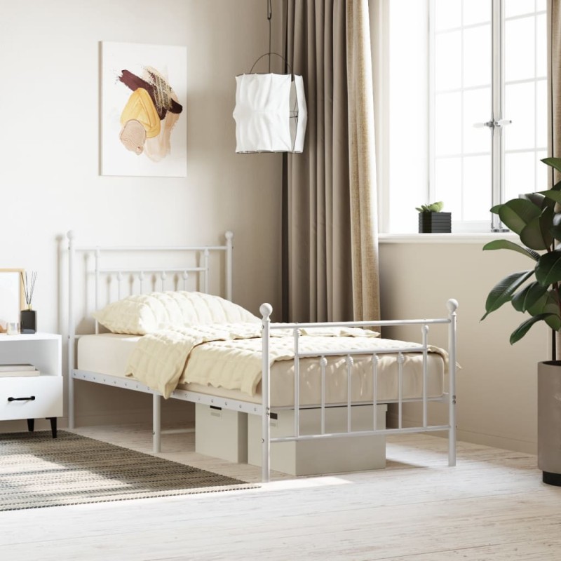 vidaXL Estructura cama metal con cabecero y pie cama blanca 80x200 cm vidaXL Estructura cama metal con cabecero y pie cama blanca 80x200 cm