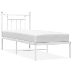 vidaXL Estructura de cama de metal con cabecero blanco 75x190 cm